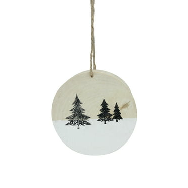 Northlight 10 Winter Deer with Pine Trees on Wood Disc Christmas Ornament 